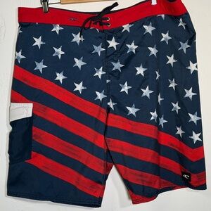 O'Neill Stars and Stripes Swim Board Shorts - American Flag